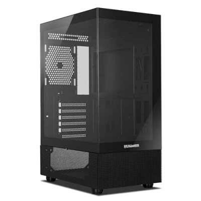 Abbildung von NOX XTREME PRODUCTS Hummer Vision Black Semitower ATX M ATX, Seiten und Frontscheibe aus gehärtetem Glas, Platz für 5 Lüfter, Kompatibel mit Grafikkarten bis zu 300mm, USB 3.0, Schwarz