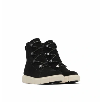 Abbildung von Sorel Explorer III JOAN WP Schnürstiefelette, Damen, Größe: 37, Black/chalk Veloursleder