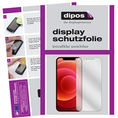Abbildung von dipos I 2X Schutzfolie klar kompatibel mit Apple iPhone 12 Folie Displayschutzfolie