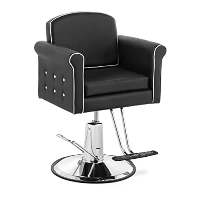 Abbildung von Physa Tring Black Friseurstuhl mit Fußstütze Hydraulikpumpe 520 630 mm höhenverstellbar bis 150 kg Friseursessel