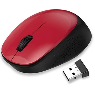 Abbildung von LeadsaiL Maus Kabellos, 2.4G Wireless Leise mit USB Empfänger, 1600 DPI Optical Tracking, 3 Tasten Mäuse, Für Links und Rechtshänder, Kompatibel PC, Mac, Laptop, Windows Rot