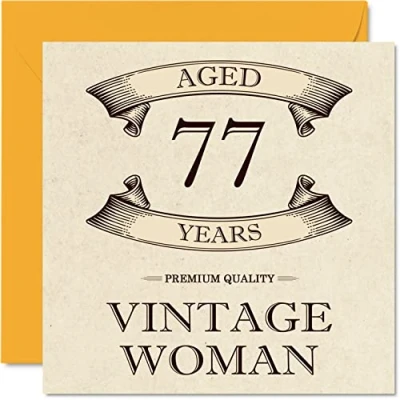 Abbildung von Stuff4 Geburtstagskarte zum 77. Geburtstag für Frauen Alter 77 Jahre lustige Mama Schwester Ehefrau Oma Tante, 145 mm x Damen Grußkarten,