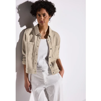 Abbildung von Street One MIT Brusttaschen Jeansjacke, Damen, Größe: 44, Beige