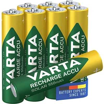 Abbildung von VARTA 8er Pack Recharge Accu Solar AAA 550 mAh Akkupacks Micro (8 St)