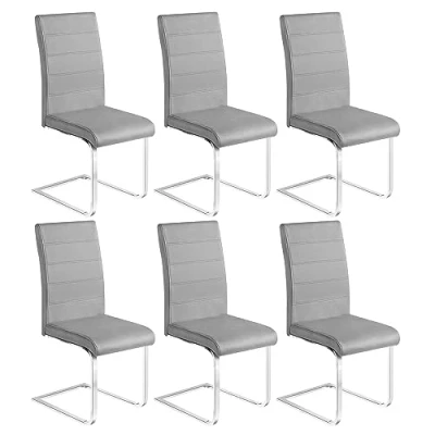 Abbildung von WOLTU Esszimmerstühle 6er Set, Schwingstuhl, Freischwinger Stuhl, Küchenstuhl, Samtstuhl, Polsterstuhl, mit hoher Rückenlehne, für Esszimmer Esstisch Küche Wohnzimmer Büro, Dunkelgrau, BH377dgr 6