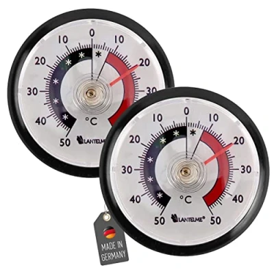 Abbildung von Lantelme 2 Stück Kühlschrankthermometer Set selbstklebend + 50C Analog Kühlschrank Gefrierschrank Kühltheke Kühlregal Bimetall Thermometer (Schwarz)