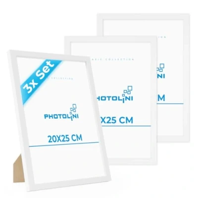 Abbildung von PHOTOLINI Bilderrahmen 3er Set, stabiles MDF Holz, mit Acrylglas, extra Zubehör