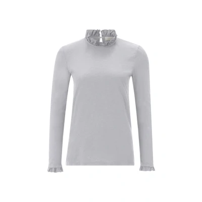 Abbildung von Rich &amp; Royal Organic SLUB Frill Longsleeve Langarmshirt, Damen, Größe: Large, Kitt