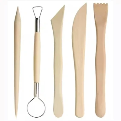 Abbildung von Longivia® 5 Stück Ton Werkzeug Set aus Buchenholz Töpfern Zuhause oder Modellierwerkzeug Clay Tools und Sculpting Modelierwerkzeugset Töpferzubehör Keramik