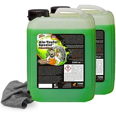 Abbildung von detailzone Felgenreiniger Set: 2X TUGA Alu Teufel Spezial grün 5 Liter + 1x Microfasertuch 40x40 cm grau
