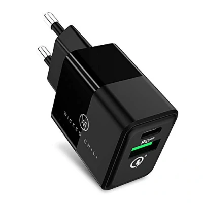 Abbildung von Wicked Chili 20W Dual USB Netzteil mit QC 3.0 + C PD Charge Steckernetzteil