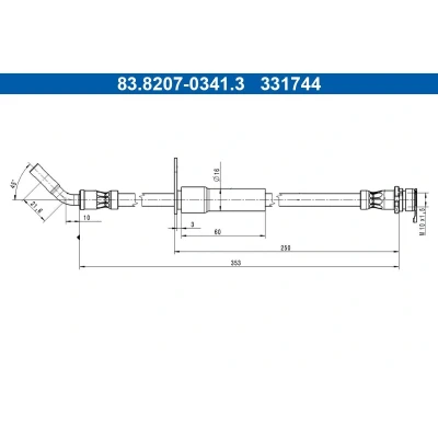 Abbildung von ATE 83.8207 0341.3 Bremsschläuche 353mm M10x1,5mm FORD: Puma SUV 1.0 Flexifuel, ST EcoBoost mHEV, EcoBoost, 1.5 EcoBlue