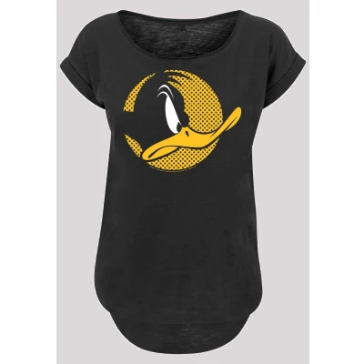 Abbildung von F4NT4STIC LONG CUT Looney Tunes Daffy DUCK Dotted Cartoon LOGO Tshirt print, Damen, Größe: Medium, Black