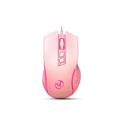Abbildung von HXSJ X100 Gaming Maus mit Kabel,Ergonomische PC Mäuse 7 Farbigen LED Leuchten,7 Tasten,Optischem Sensor,4 DPI Level Einstellungen,Bis zu 3600 DPI,Leicht,für PC,Mac,PS4Rosa