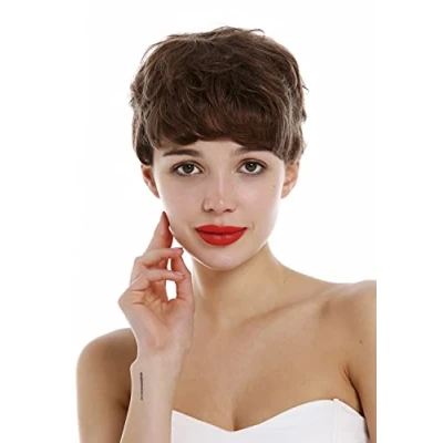 Abbildung von WIG ME UP BHH 11 8 Perücke Echthaar Damen Herren kurz wellig wild Pixie Braun