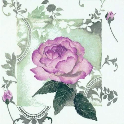 Abbildung von 20 Servietten Traumhafte Vintage Rose als Blume für Hochzeit oder Serviettentechnik 33x33cm
