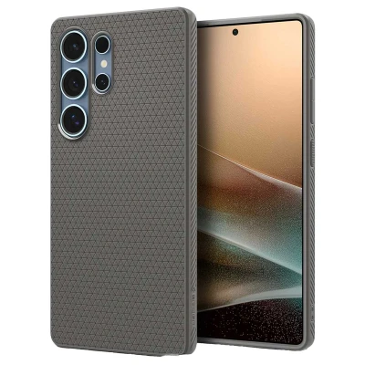 Abbildung von Samsung Galaxy S25 Ultra Hülle Silikon Spigen Backcover/Soft Case Handyhülle Grau Shockproof/Stoßfest