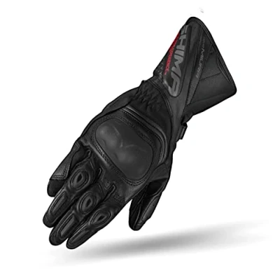 Abbildung von SHIMA MIURA Motorradhandschuhe Damen Touchscreen, Sommer, Sport Leder Handschuhe mit Carbon Knöchelprotektor, Handflächen und Fingerschieber, Verstärkte Handfläche (Schwarz, XS)