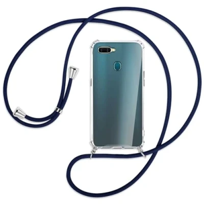 Abbildung von mtb more energy Handykette kompatibel mit Oppo A7, AX7 (6.2&#039;&#039;) dunkelblau Smartphone Hülle zum Umhängen Anti Shock Full TPU Case
