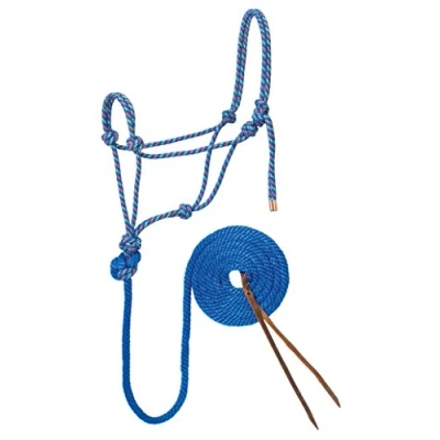 Abbildung von Weaver Leather Halfter und Leine, geflochten, Diamant, Blau/Orange/Limette, 3 m