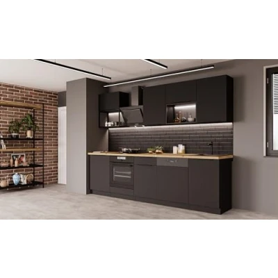 Abbildung von Küche Siena Basic LOFT 280 cm Küchenzeile Küchenblock Einbauküche Schwarz matt