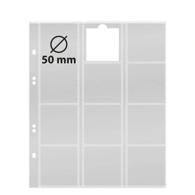 Abbildung von LINDNER Das Original Multi Collect Münzblätter für 12 Münzen bis 50 mm Durchmesser/Münzrähmchen 50x50 mm, Zwischenblätter rot, 5er Packung