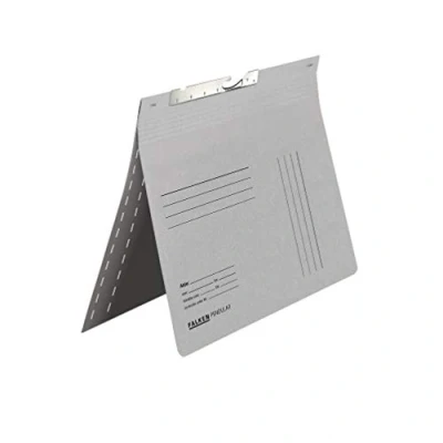 Abbildung von Original Falken 25er Pack Pendular Pendelhefter. Made in Germany. Aus Recycling Karton Zweifalz mit kaufmännischer Heftung sowie Behördenheftung und Schlitzstanzung für DIN A4 grau Hefter