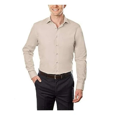 Abbildung von Unlisted by Kenneth Cole Herren Dress Shirt Regular Fit Solid Klassisches Hemd, Mandel, 38 cm 39 Hals 81 84 Ärmel