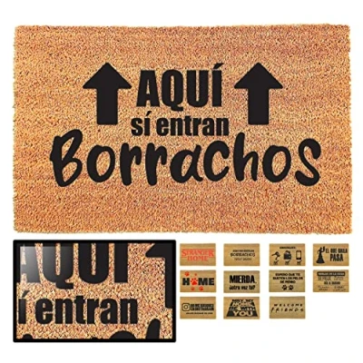 Abbildung von LucaHome Fußmatte, 100% natürliche Kokosfaser, 40 x 70 cm, mit Rutschfester Unterseite, Fußmatten für den Innen und Außenbereich (Hier wenn Betrunken)