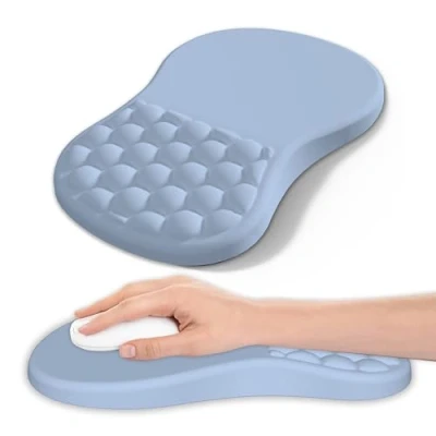 Abbildung von Mauspad mit Handgelenkauflage,Ergonomisches Mousepad zur Linderung von Schmerzen im Karpaltunnel, Memory Schaum Rutschfester Gummi Basis Office Mat für Computer, Laptop, Desktop (Blau)