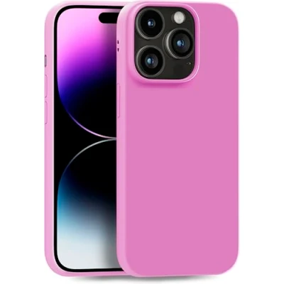 Abbildung von MyGadget Hülle kompatibel mit iPhone 14 Pro robuste Silikon Schutzhülle TPU Case Slim Silikonhülle Back Cover Ultra Kratzfest Handyhülle matt Rosa Lila