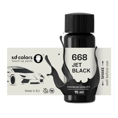 Abbildung von SD COLORS Ausbesserungslack, Jet Black 668, 15 ML, Reparatur Pinsel, Farbcode 668 Tiefschwarz (Farbe)