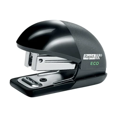 Abbildung von Rapid ECO Mini Tacker, kleines Heftgerät aus recyceltem Kunststoff, in Reisegröße, für zu Hause, Büro oder Schule, Teil der Reihe, schwarz, 24846201