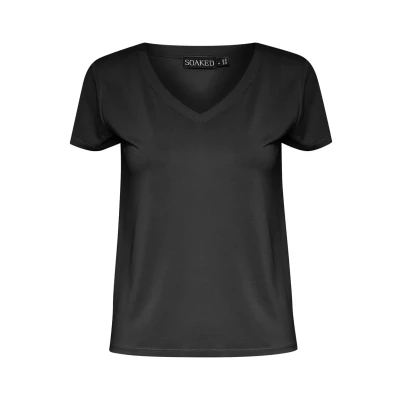 Abbildung von Soaked in Luxury Columbine Vneck SS Tshirt basic, Damen, Größe: XS, Black