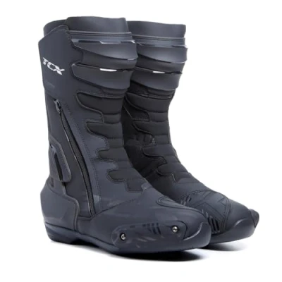 Abbildung von TCX S TR1 Waterproof, Herren Motorradstiefel, Sportlich, Zertifiziert und Wasserdicht, mit T DRY Integration, Obermaterial aus Mikrofaser, Reißverschluss Klettverschluss,Schwarz