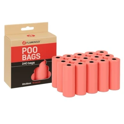 Abbildung von Flamingo Kotbeutel Basic Pastellrosa, 240 Stück Hygienische &amp; stilvolle Hundekotbeutel für unterwegs!
