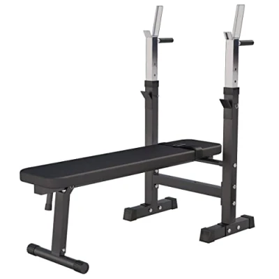 Abbildung von GORILLA SPORTS Hantelbank Ablage, Verstellbar, Klappbar, Schwarz/Weiß Flachbank, Trainingsbank