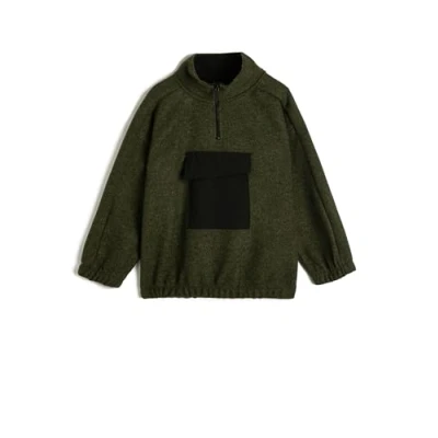 Abbildung von Koton Boys Sweatshirt High Neck Half Zipper Long Sleeve Pocket Detail Brushed Interior