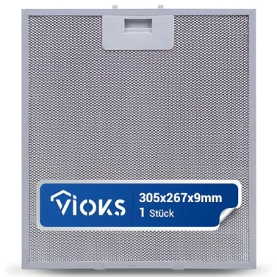 Abbildung von VIOKS Filter Dunstabzugshaube 305 x 267 9 mm Ersatz für AEG 405525042/9 Elica GRI0009219A KIT0010805 Fettfilter Metall/Metallfilter Whirlpool Juno