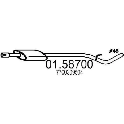 Abbildung von MTS 01.58700 Mittelschalldämpfer 1200 RENAULT: Kangoo I