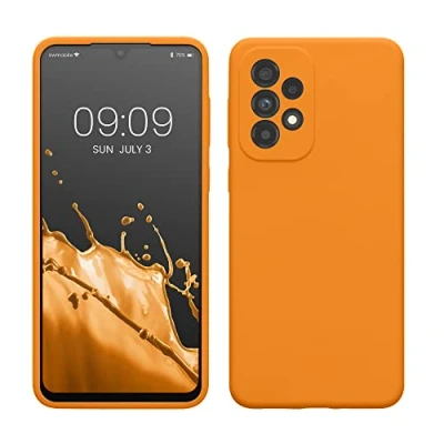 Abbildung von kwmobile Hülle kompatibel mit Samsung Galaxy A33 5G weiches TPU Silikon Case Cover geeignet für kabelloses Laden Fruity Orange