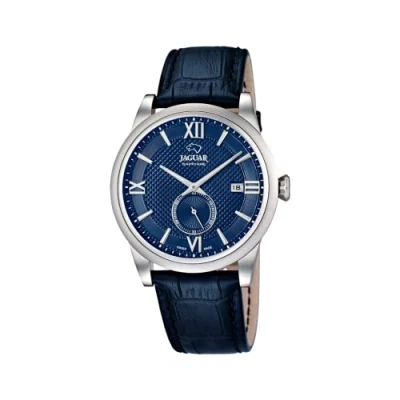 Abbildung von JAGUAR Uhrenmodell J662 / 7 aus der ACAMAR Kollektion, 42,5 mm blaues Gehäuse mit dunkelblauem Lederarmband für Herren J662/7