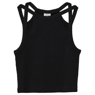 Abbildung von s.Oliver VERKÜRZTES TANK AUS MIT Cutouts Top für Kinder, Größe: 146/152, Schwarz