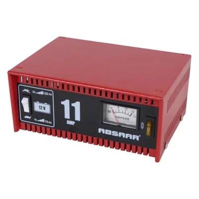 Abbildung von Absaar 77906 Batterieladegerät Werkstattladegerät 11A 12V, für 25 Ah 120 Batterien, rot/schwarz, 11:00:00
