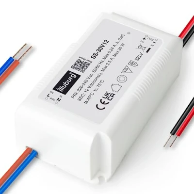 Abbildung von illuburg LED Trafo 12V 30W Flackerfrei für Strip G4 GU5,3 Einbau Netzteil Treiber Transformator Driver
