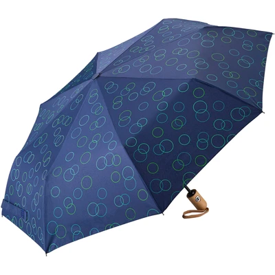Abbildung von EuroSCHIRM Taschenregenschirm &quot;Umwelt Taschenschirm, marine, Kreise grün&quot;, kompakte Größe, Automatik, Echtholzgriff aus Buche