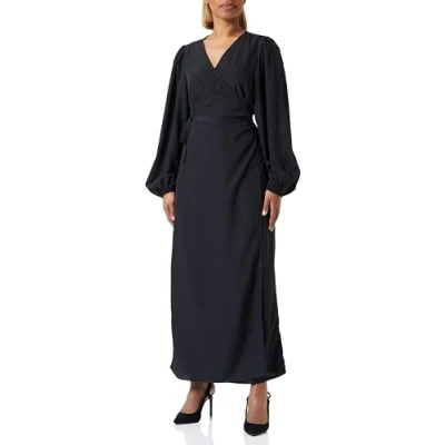 Abbildung von VILA Vigraffy LONG WRAP Dress Freizeitkleid, Damen, Größe: 38, Black