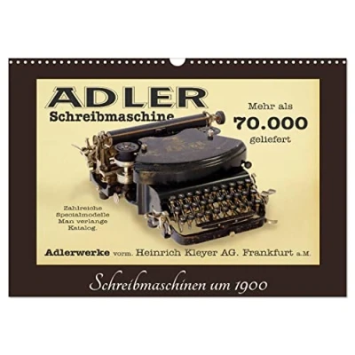 Abbildung von Schreibmaschinen um 1900 (Wandkalender 2025 DIN A3 quer), CALVENDO Monatskalender