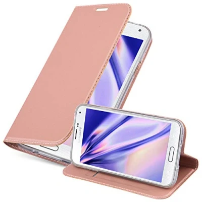 Abbildung von Cadorabo Hülle kompatibel mit Samsung Galaxy S5 / NEO aus Premium Kunst Leder Flip Klappbare Stoßfeste Magnetische [Standfunktion] [Kartenfächern] Cover für Tasche in Rosa