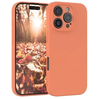 Abbildung von EAZY Case Silikonhülle für iPhone 16 Pro Hülle Silikon weich stoßfeste Handyhülle Schutzhülle mit Kameraschutz Dünn Premium Schutz Cover TPU Phone Bumper in Orange